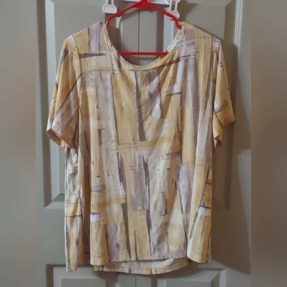 JM Collection Multicolor Tunic Top Size 1x Short Sleeve